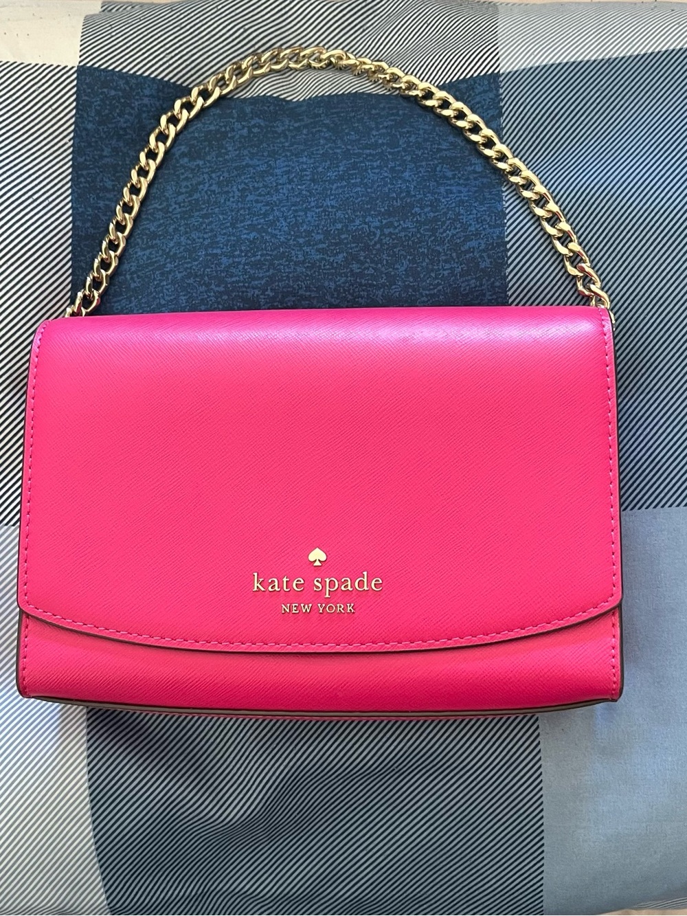 kate spade Hot Pink Leather Shoulder Bag with Gold Chain